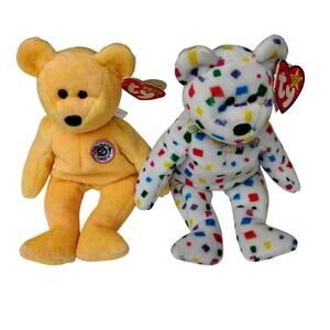 Ty2K / Ty K2 Beanie Baby Confetti and Sunny Orange Beanie Baby of 2000 Both NWT